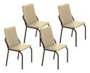 Ver imagem 1 de Kit 4 Cadeiras Malibu Corino Creme Tubo Marrom Cafe