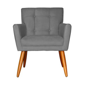 Poltrona Decorativa Onix Suede Rosa - DS Estofados - Cinza