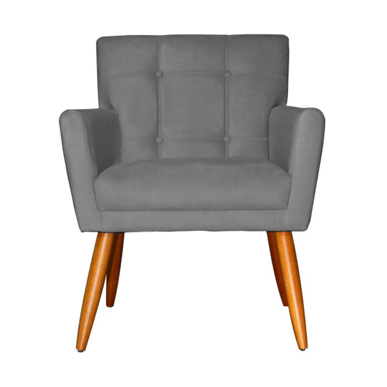 Poltrona Decorativa Onix Suede Rosa - DS Estofados - Cinza