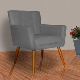 Poltrona Decorativa Onix Suede Rosa - DS Estofados - Cinza - 4
