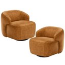 Ver imagem 1 de Kit 02 Poltronas Decorativas Giratória Orgânica Sala Living Barolo L06 Couríssimo Whisky - Lyam