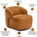 Ver imagem 4 de Kit 02 Poltronas Decorativas Giratória Orgânica Sala Living Barolo L06 Couríssimo Whisky - Lyam
