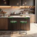 Ver imagem 1 de Comjumto 2 Banquetas Alta com Encosto para Cozinha Miami Verde/Preto