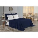 Ver imagem 3 de Jogo de Cama Casal Viúva Nobre 4 Peças Malha 100% Algodão - Azul-marinho / Branco