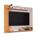 Ver imagem 3 de Painel Quarto P/ Tv até 50 Pol Floripa C/ Prateleiras Ripado 161x135cm Nature/off White - Permó