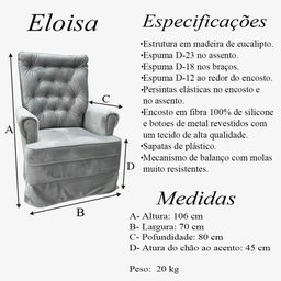 Poltrona de Amamentação com Balanço Eloisa Bebê Completo:tm 703 Linho Areia Escuro - 6