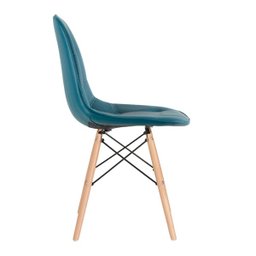 Cadeira Estofada Eames Botonê - Eiffel - Turquesa - Madeira Clara - 2
