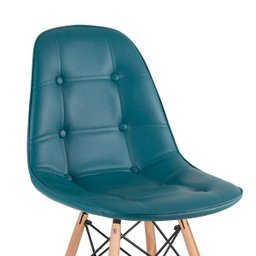 Cadeira Estofada Eames Botonê - Eiffel - Turquesa - Madeira Clara - 4