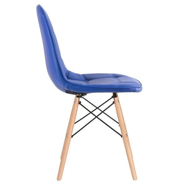 Cadeira Estofada Eames Botonê - Eiffel - Azul - Madeira Clara - 2