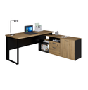 Ver imagem 2 de Mesa Diretor Dinamica com Armario Pedestal Pé Quadro Macadamia/preto