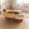 Conjunto Mesa de Centro Orgânica Stone em Madeira Mel - 2