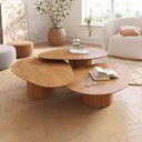 Ver imagem 2 de Conjunto Mesa de Centro Orgânica Stone em Madeira Mel