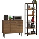 Ver imagem 3 de Kit Cozinha Balcão Gabinete 3 Portas 1 gaveta e Armário Cozinha Despensa 5 Prateleiras Rustic