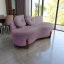 Ver imagem 1 de Namoradeira Sofá Feijão Lounge Orgânica Veludo Rosê