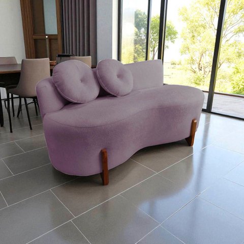 Namoradeira Sofá Feijão Lounge Orgânica Veludo Rosê