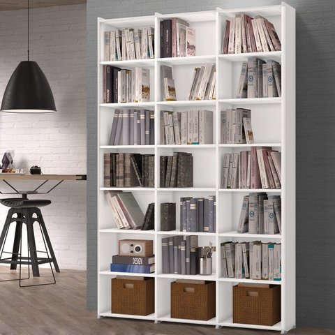 Estante para Livros Montenegro Branca 18 Prateleiras 21 Nichos Brienza Decor