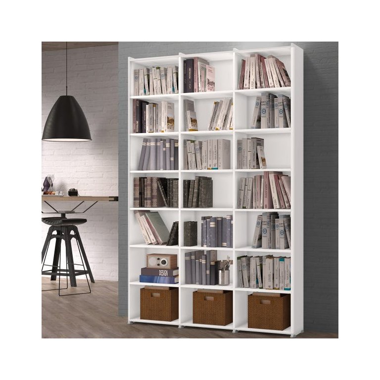 Estante para Livros Montenegro Branca 18 Prateleiras 21 Nichos Brienza Decor