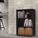 Ver imagem 1 de Estante para Livros e Multiuso Faroé Preto 2 Prateleiras 3 Nichos Brienza Decor