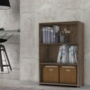 Ver imagem 1 de Estante para Livros e Multiuso Faroé Castani 02 Prateleiras 03 Nichos Brienza Decor