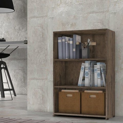 Estante para Livros e Multiuso Faroé Castani 02 Prateleiras 03 Nichos Brienza Decor