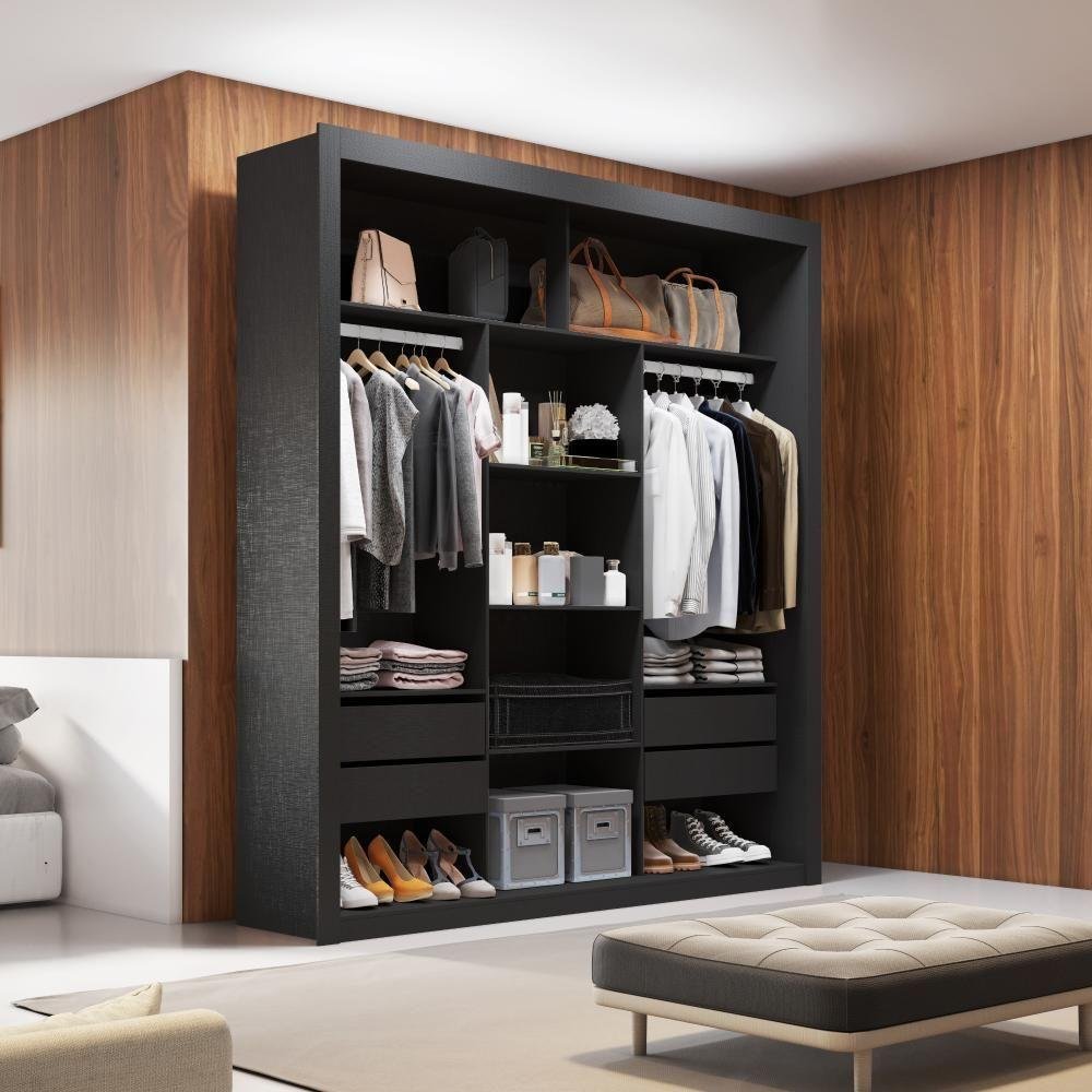 Closet Casal 4 Gavetas Amoudi Móveis Preto Tx | MadeiraMadeira