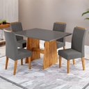 Ver imagem 1 de Conjunto Sala de Jantar 4 Lugares Retangular Tampo de MDP Belline Yescasa Cinza/Mel
