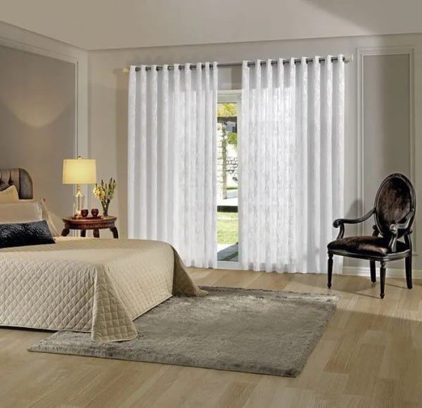 Cortina Bella Janela -Duplex Charlotte Iris 3.60 x 2.50 Branco - 1