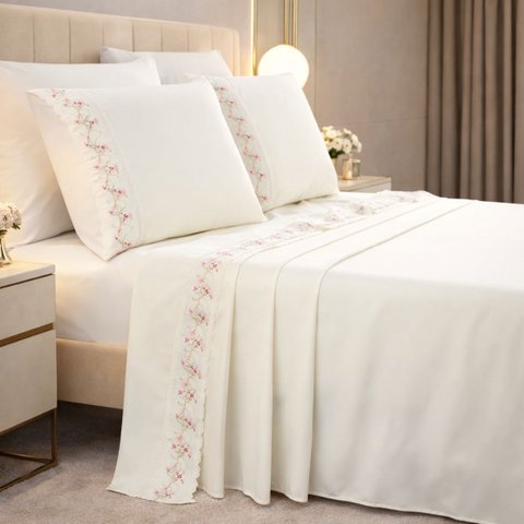 Jogo Cama Box Queen Solene 100%algodao Extra Macio Premium:rosa