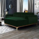 Ver imagem 2 de Sofá 3 Lugares Lisboa D07 com Chaise Direita 230cm Veludo Esmeralda - D’Rossi