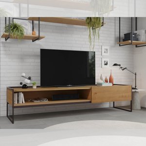Rack para TV de Madeira e Ferro 1 Gaveta 203cm - Turim