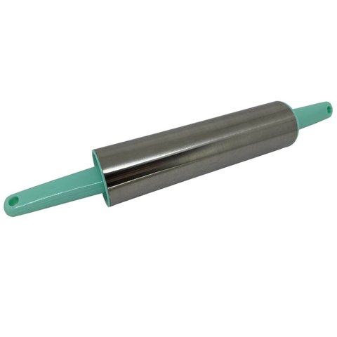 Kit 3 Rolo de Massa em Aço Inox com Cabo em Plástico para Abrir Massas Pão Macarrão Pizza Esfiha Cor