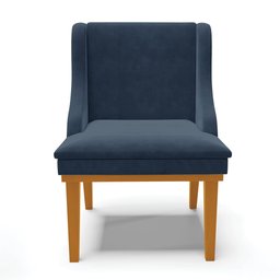 Kit 04 Cadeiras de Jantar Liz Suede Base Fixa Madeira Castanho - D’Rossi - Azul Marinho - 3