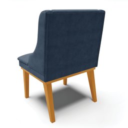 Kit 04 Cadeiras de Jantar Liz Suede Base Fixa Madeira Castanho - D’Rossi - Azul Marinho - 5