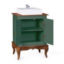 Ver imagem 4 de Gabinete para Banheiro 2 Portas com Cuba Dália 3057 - Verde Musgo/imbuia Glazer