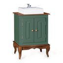 Ver imagem 1 de Gabinete para Banheiro 2 Portas com Cuba Dália 3057 - Verde Musgo/imbuia Glazer