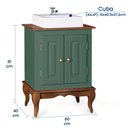 Ver imagem 5 de Gabinete para Banheiro 2 Portas com Cuba Dália 3057 - Verde Musgo/imbuia Glazer