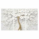 Ver imagem 2 de Quadro Decorativo Flores Cerejeiras Brancas e Dourado para Sala Escritórios em Tecido Canvas Framez