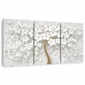 Quadro Flores Cerejeiras Brancas e Dourado Conjunto 150x75 para Sala Escritórios em Tecido Canvas Fr - 1
