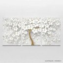 Ver imagem 2 de Quadro Flores Cerejeiras Brancas e Dourado Conjunto 150x75 para Sala Escritórios em Tecido Canvas Fr