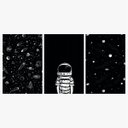 Ver imagem 2 de Kit 3 Quadros Decorativos para Quarto Universo Astronauto Planetas Artístico 60x120