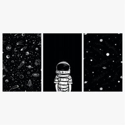 Kit 3 Quadros Decorativos para Quarto Universo Astronauto Planetas Artístico 60x120 - 2