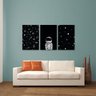 Kit 3 Quadros Decorativos para Quarto Universo Astronauto Planetas Artístico 60x120 - 1