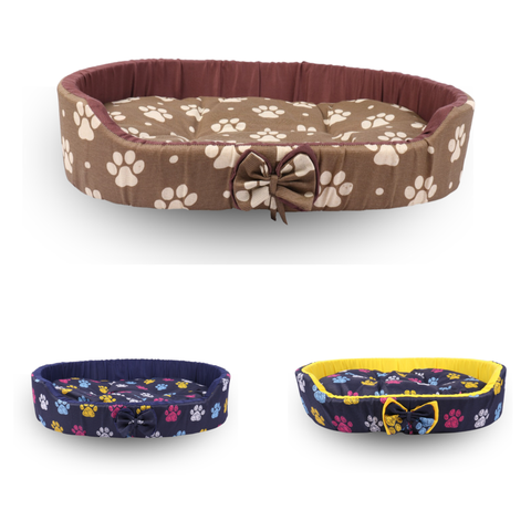 Cama Oval Caminha De Pet Pequeno Porte Impermeavel Facil Lavar Marrom Estampas