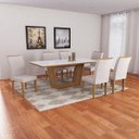 Ver imagem 1 de Conjunto Sala de Jantar Mesa Tampo Vidro/mdf Branco Luna 6 Cadeiras Lunara Rufato