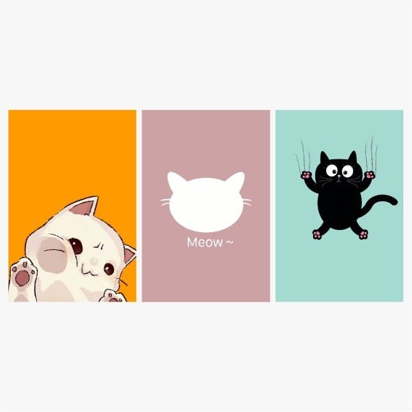 Kit Quadro decorativo Para Quarto Gatinhos Cute Cat Infantil 3 Peças - 1