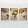 Quadro Mapa Mundi Decorativo para Sala Escritórios Rústico em Canvas 3 Peças Framez - 2