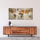Ver imagem 3 de Quadro Mapa Mundi Decorativo para Sala Escritórios Rústico em Canvas 3 Peças Framez