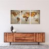 Quadro Mapa Mundi Decorativo para Sala Escritórios Rústico em Canvas 3 Peças Framez - 3