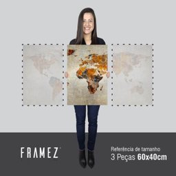 Quadro Mapa Mundi Decorativo para Sala Escritórios Rústico em Canvas 3 Peças Framez - 5