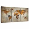 Quadro Mapa Mundi Decorativo para Sala Escritórios Rústico em Canvas 3 Peças Framez - 1